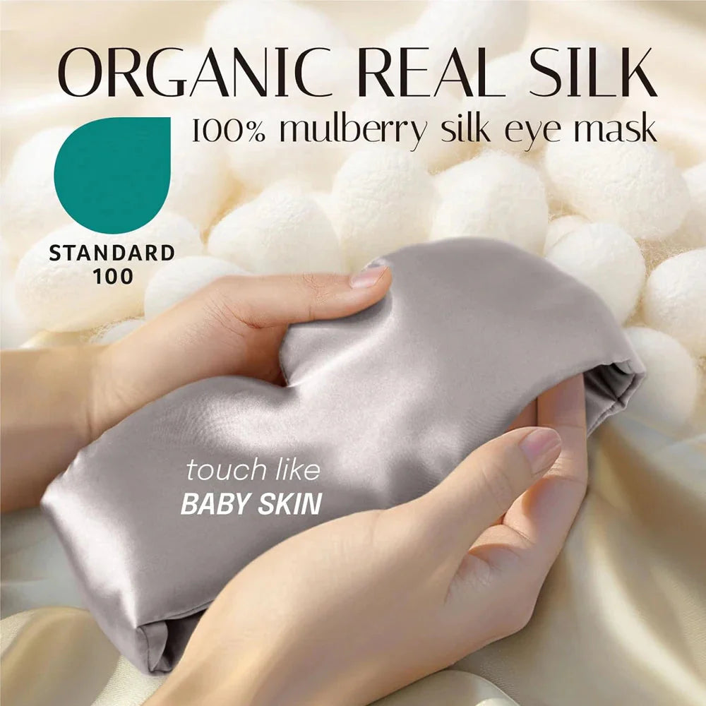 100% Mulberry Silk Sleeping Mask – Soft Eyepatch for Travel & Sleep
