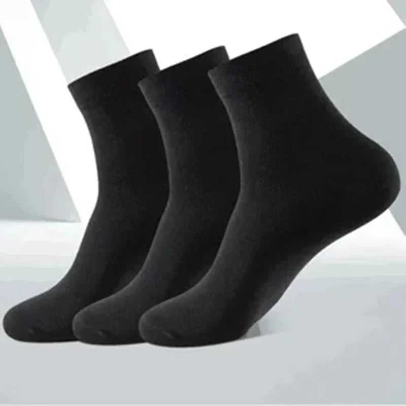 10PCS Men’s Mid-Calf Cotton Socks – Solid Color, Versatile for All Seasons