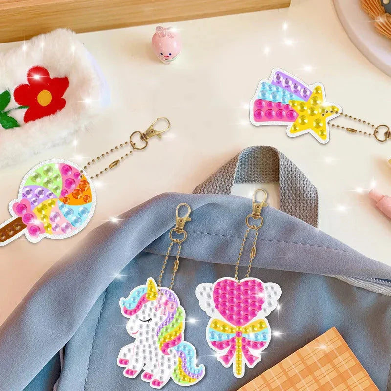 Children's Unicorn Diamond Painting Kit - DIY Keychain Sticker Art for Girls