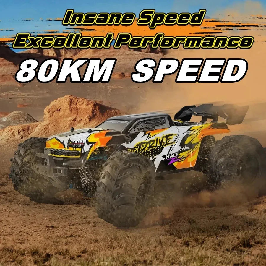 4WD RC Off-Road Car - 1:16 High-Speed Brushless Truck, 50-80KM/H, 4x4 Drift Racing Toy for Kids & Adults