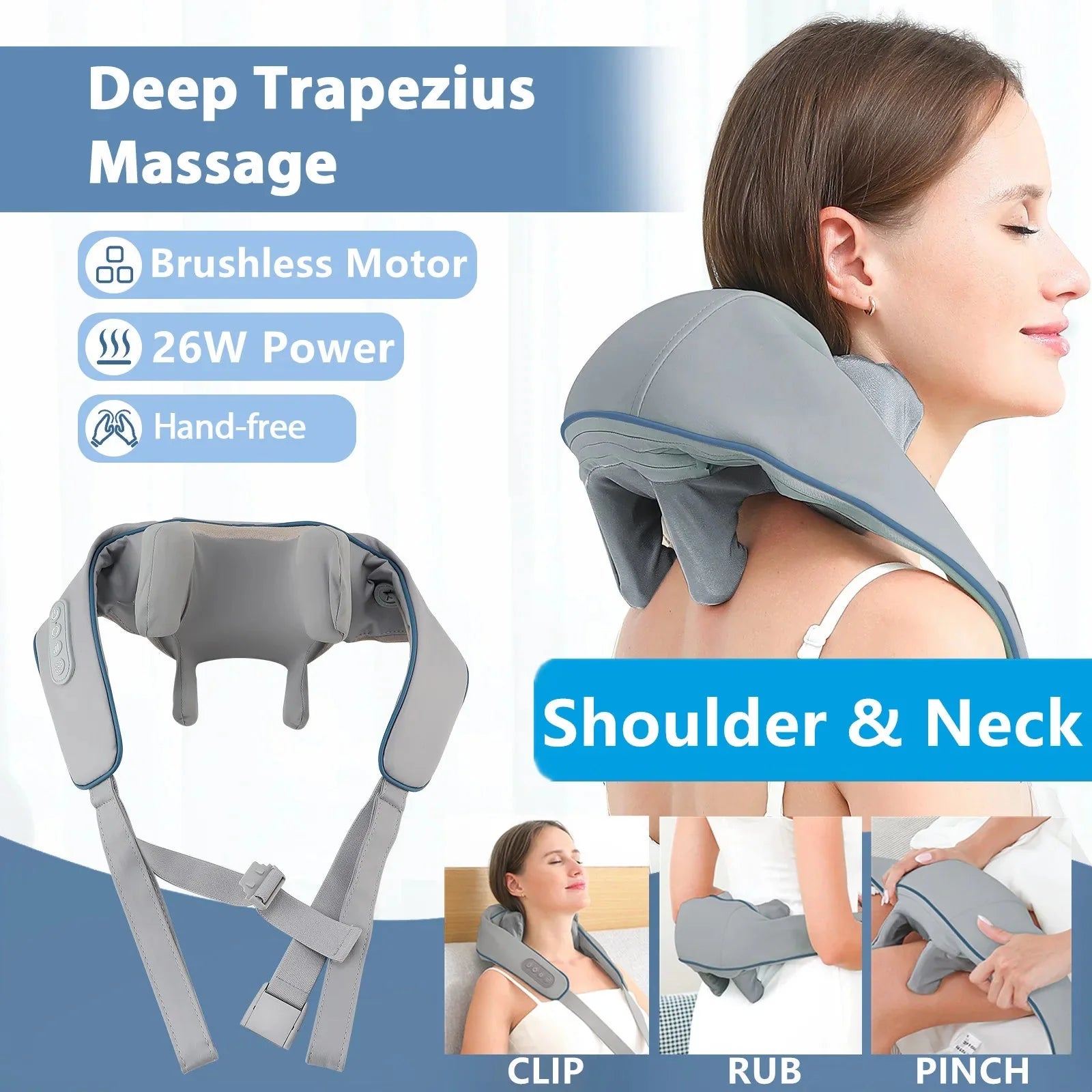 Foreverlily 26W Neck & Shoulder Massager Wireless Back Kneading Shawl