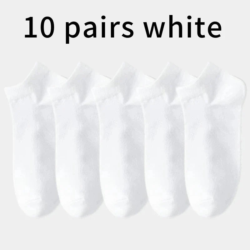 10PCS Men’s Mid-Calf Cotton Socks – Solid Color, Versatile for All Seasons