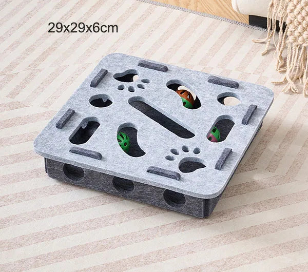 Interactive Cat Puzzle Toy – Felt Maze Box with Bell Balls