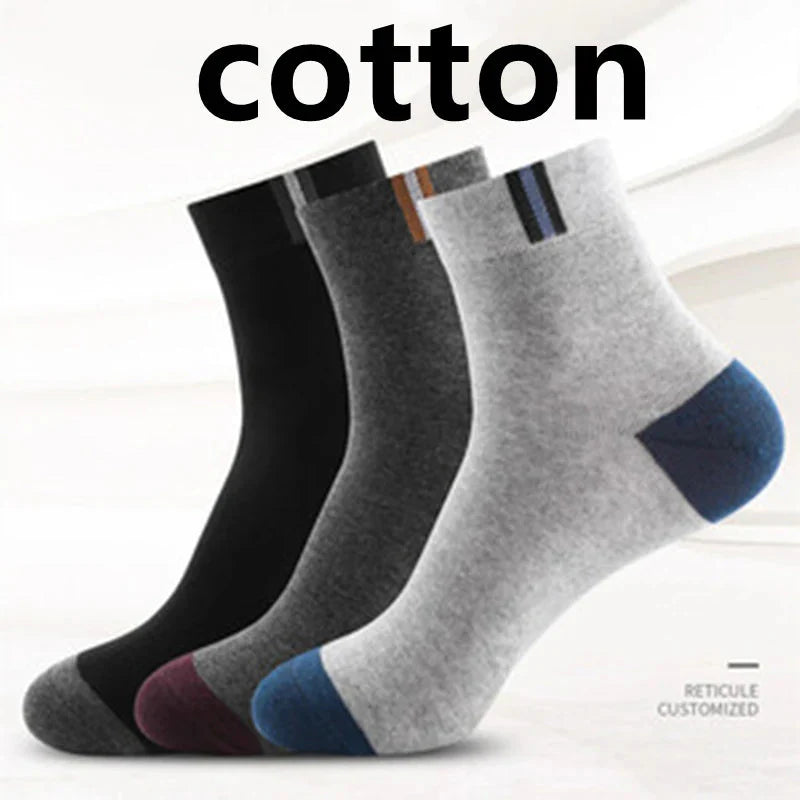 10PCS Men’s Mid-Calf Cotton Socks – Solid Color, Versatile for All Seasons