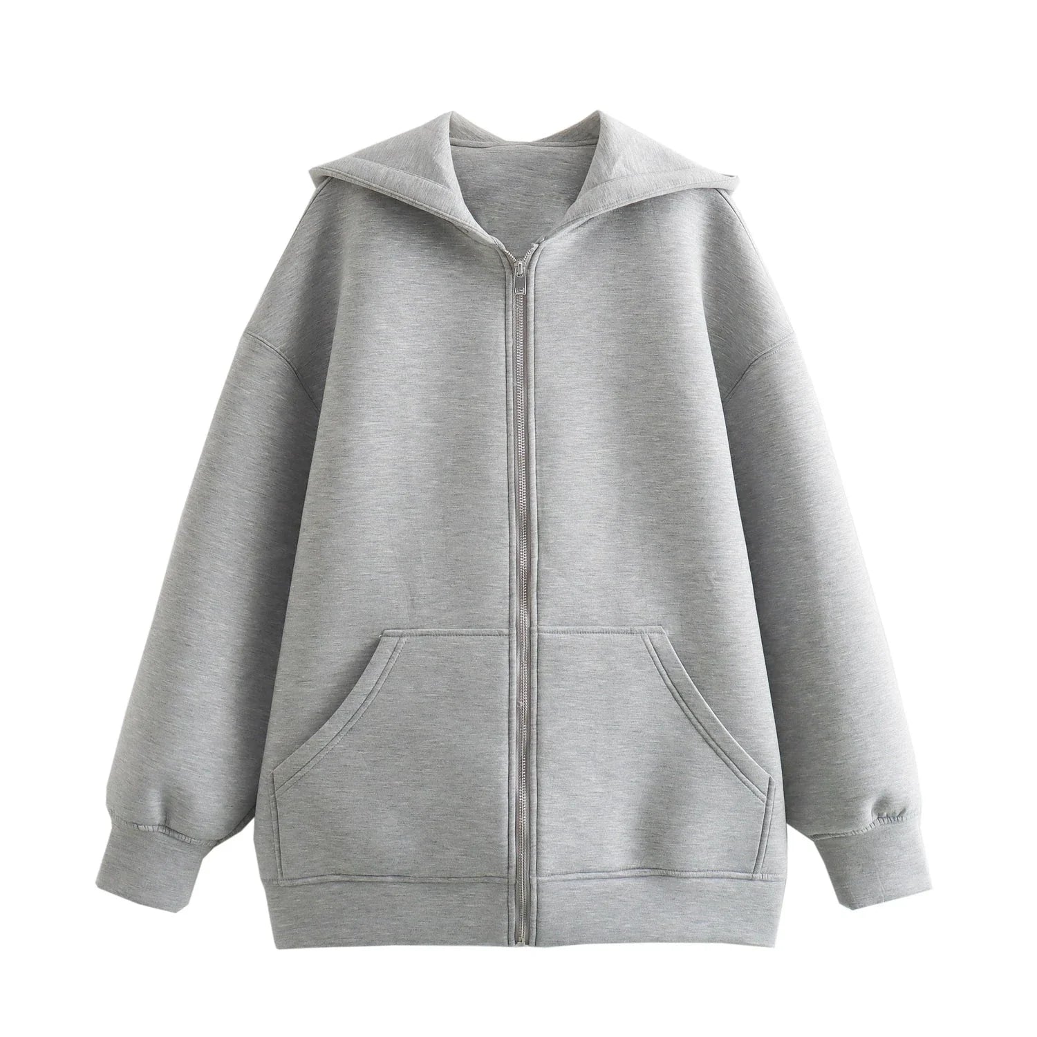 Women’s Oversized Zip-Up Hoodie – Thick Space Cotton Streetwear Hooded Jacket for Spring & Autumn Casual Style
