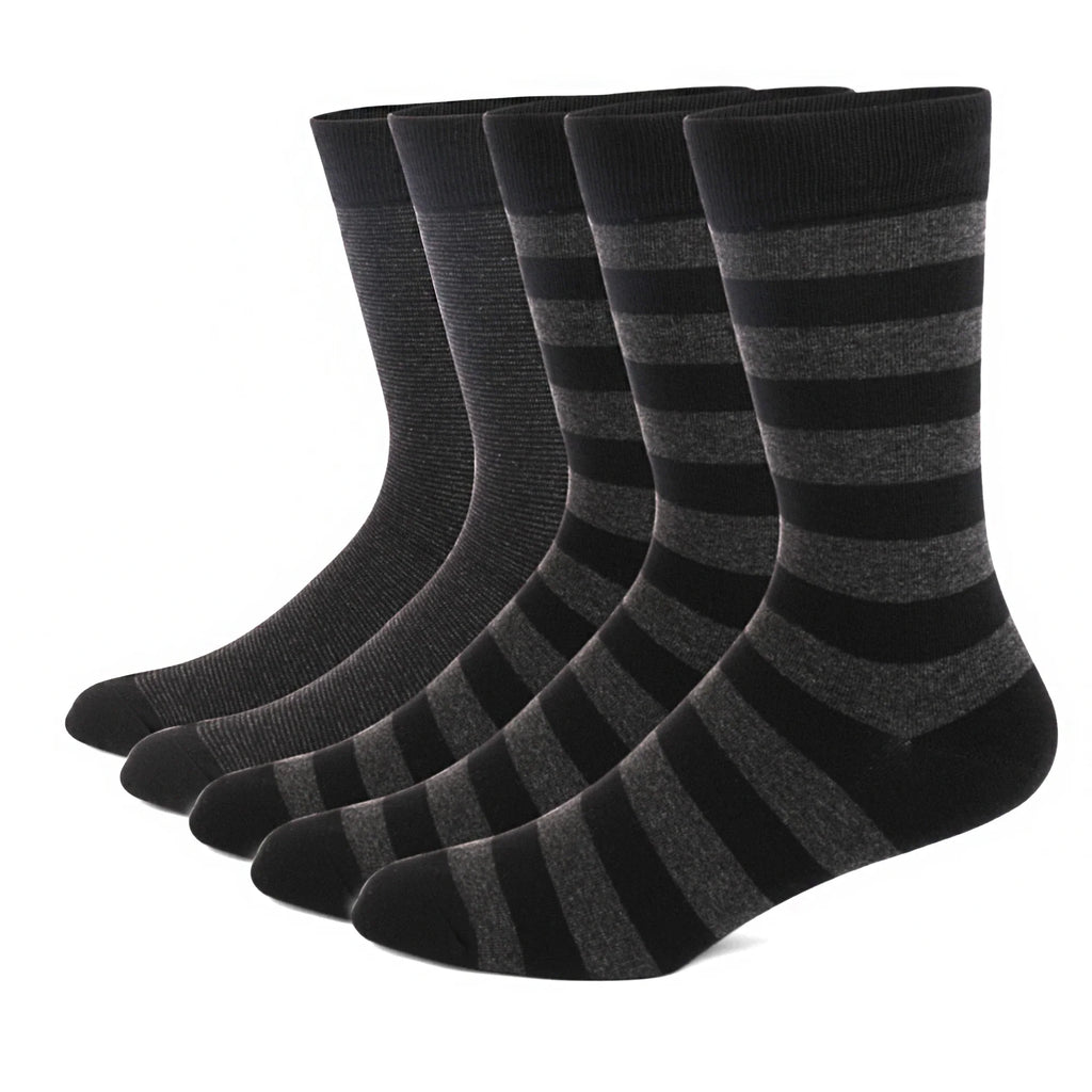 5 Pairs Men's Dress Socks High Quality Combed Cool Breathable Cotton Crew Socks Plus Size
