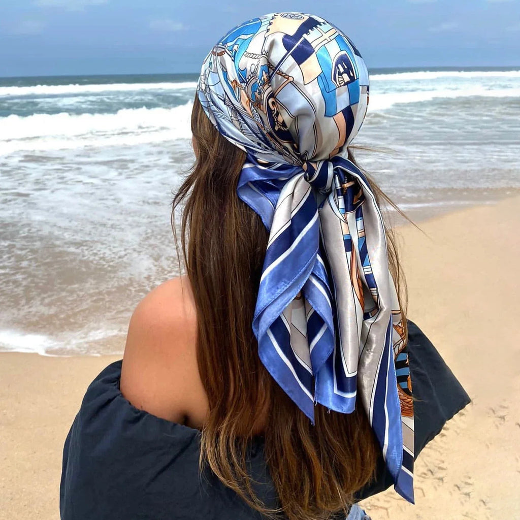 Satin Square Scarf – Elegant 2025 Print Hijab, Shawl & Hair Wrap