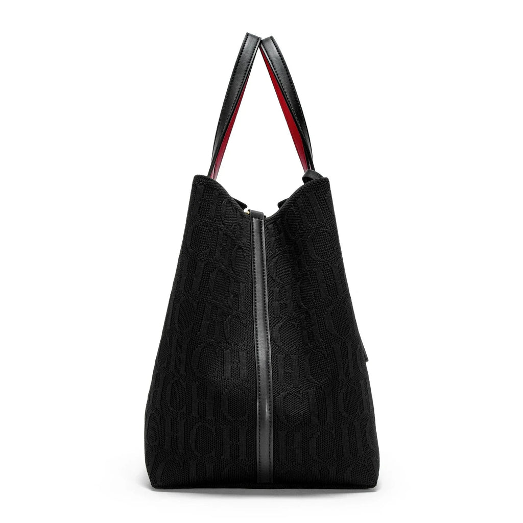CHCH Large Capacity Black Knitted Tote Bag – Simple Shopping Handbag
