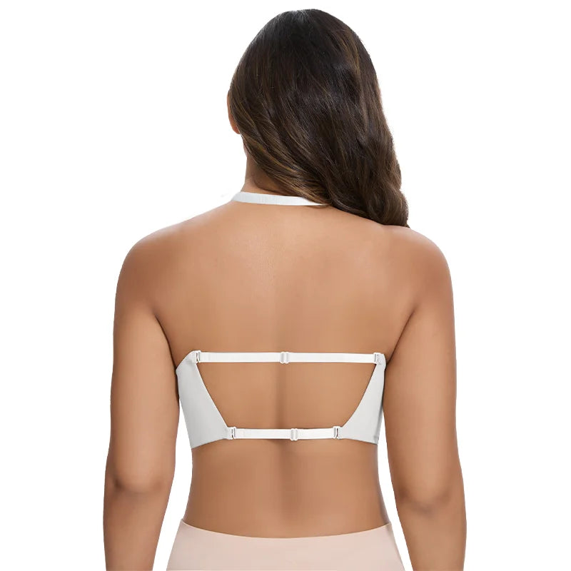 Women's Deep U Bra Transparent Strap X-Line Bralette Invisible Invisible Underwear High Stretch Push Up Gathered Lingerie