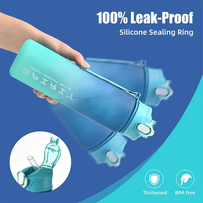 800ML Large Capacity Sports Water Bottle | Leak-Proof BPA-Free Plastic Jug with Straw & Rope for Gym, Outdoor & Travel