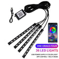 Neon LED Car Interior Ambient Light Kit - RGB Foot Strip with Remote & App Music Control