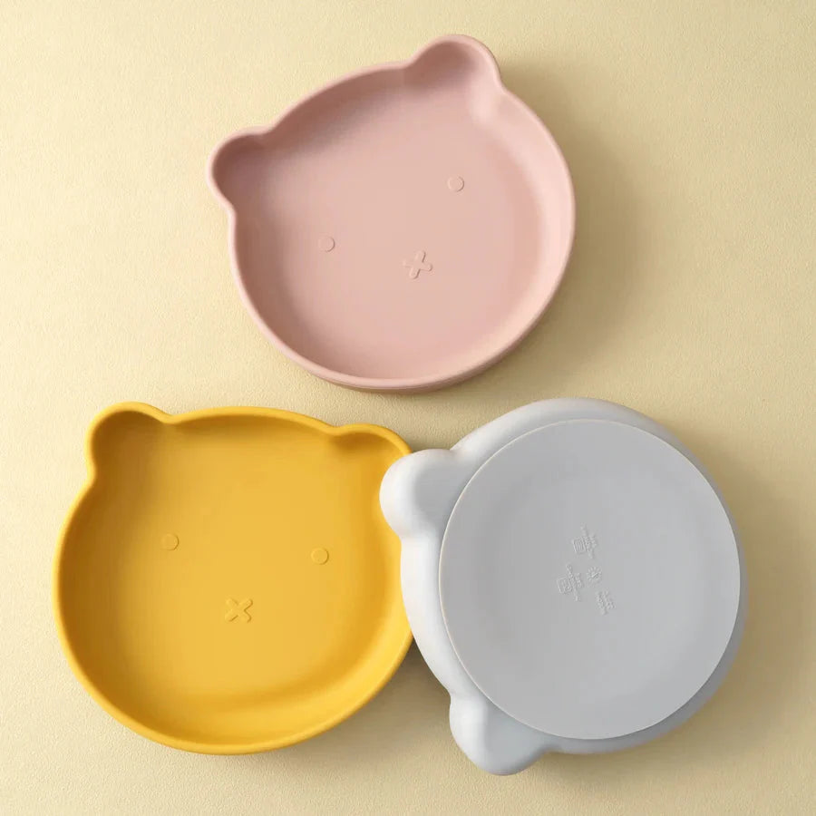 Silicone Baby Suction Dining Plate Bear Shape