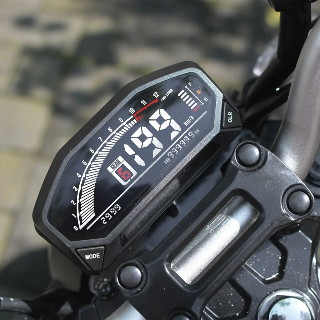 Motorcycle New Adjustable Speedometer 12000 RPM Display Motor Odemeter Tachometer Fuel Level Gauge Dashboard for 1 2 4 Cylinder