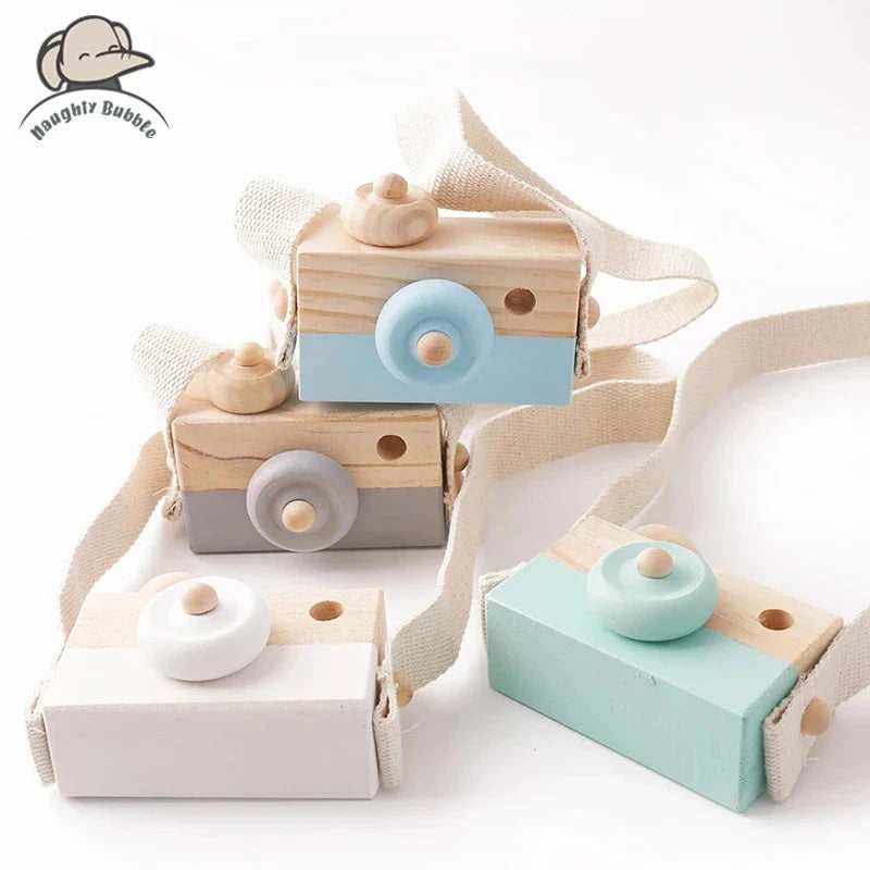 Wooden Fashion Camera Montessori Baby Toy Pendant