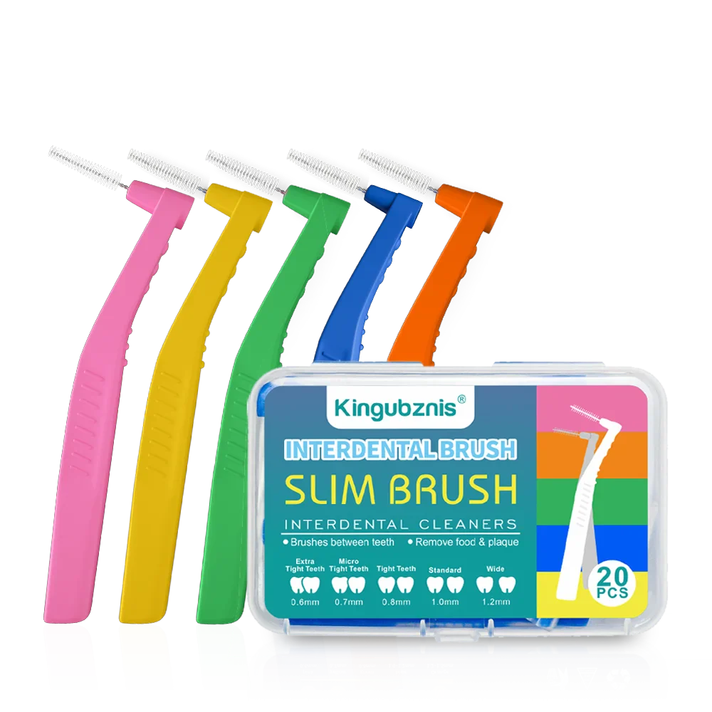 Interdental Brush 20-Pack - Soft Mini Brushes with Dust Cover for Orthodontic and Dental Cleaning