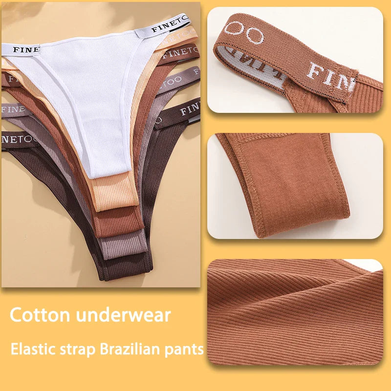 5PCS/Set Cotton Panties Briefs Women Underpants Sexy Thong