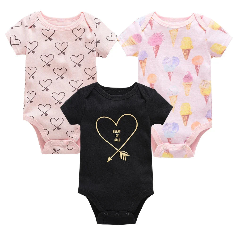 3/6 PCS Baby Cotton Bodysuits Set Short Sleeve Summer Outfits for Newborn Boys & Girls 0–12 Months