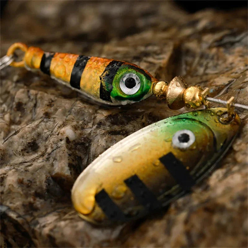 Rotating Metal Spinner Fishing Lure 9.1g 7cm – Sequin Hard Bait with Treble Hook for Bass, Pike, Carp & Trout