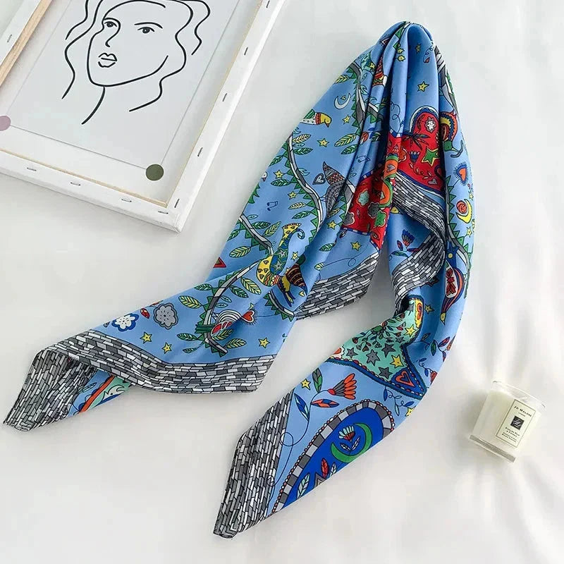 90x90cm Square Silk-Feel Scarf – Luxury Women’s Shawl & Head Wrap