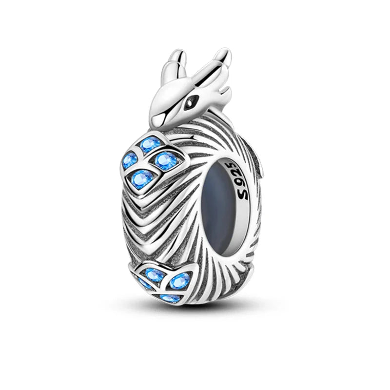 100% 925 Sterling Silver Rainbow Zircon Butterfly Dragon Silicone Stopper Charms - Colorful Beads for DIY Bracelets, Customizable Jewelry for All Occasions