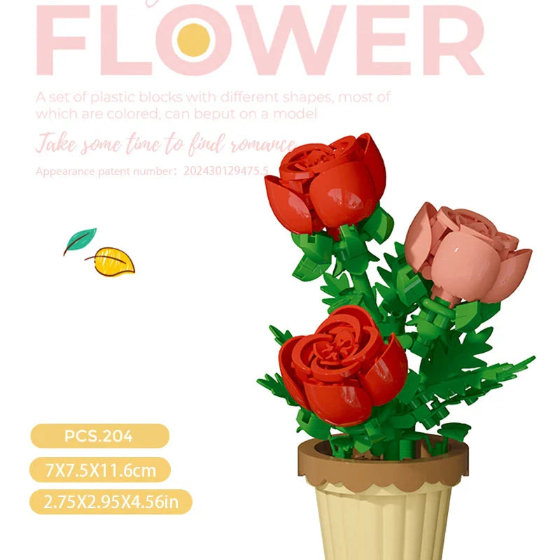 Building block flower potted plant assembly toy decoration micro particle plant potted plant children's toy gift