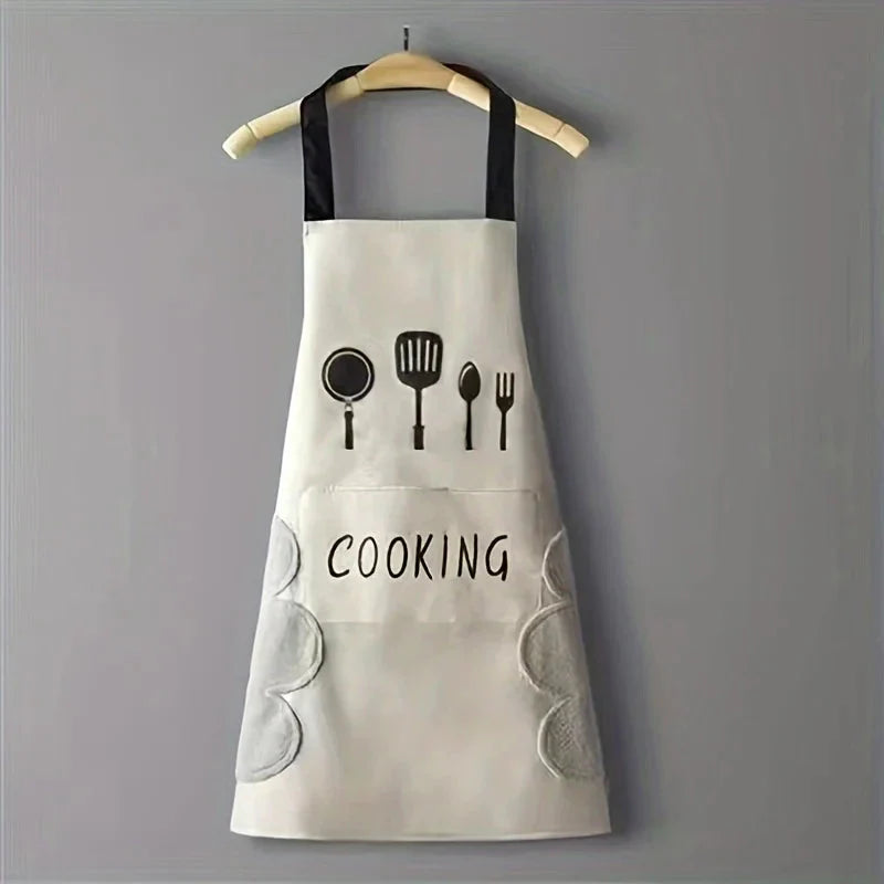 Unisex Adjustable Kitchen Apron – Solid Color PVC Cooking Apron with Pocket