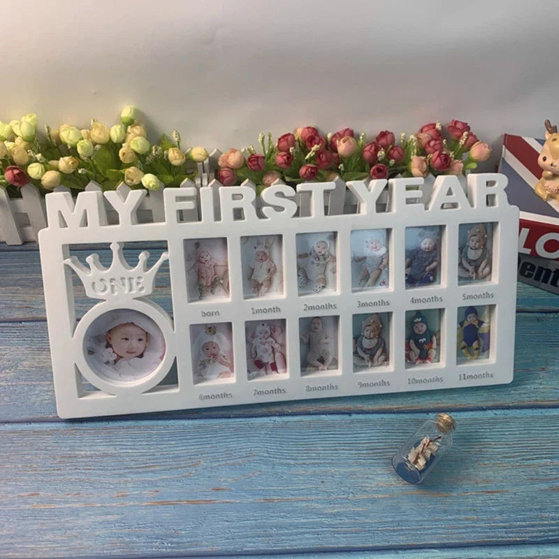 0-12 Months Pictures Milestone Photo Frame Souvenirs First Year Newborn Baby Collage
