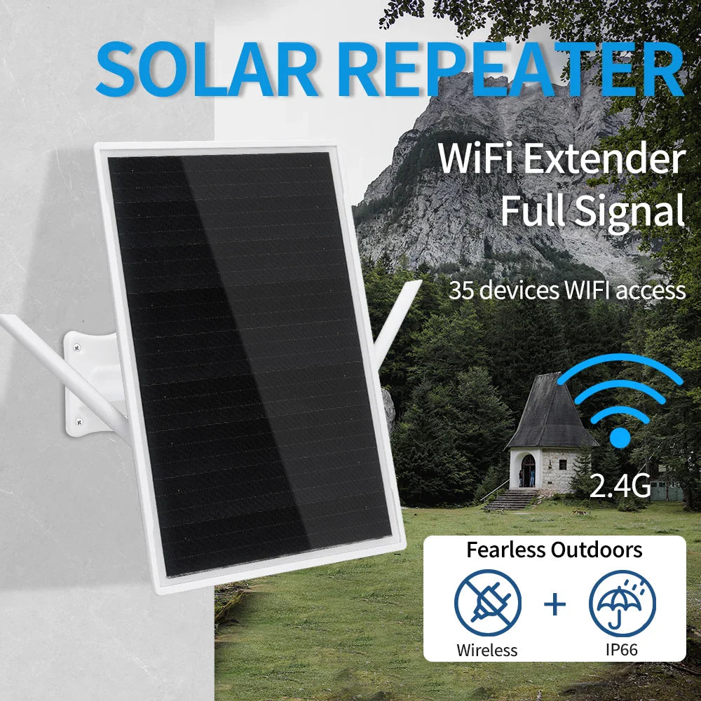 Solar Wireless WiFi Repeater 300Mpbs Dual Band 2.4GHz Built-in Solar Battery Support 35 Devices WiFi Extenders Signal Booster