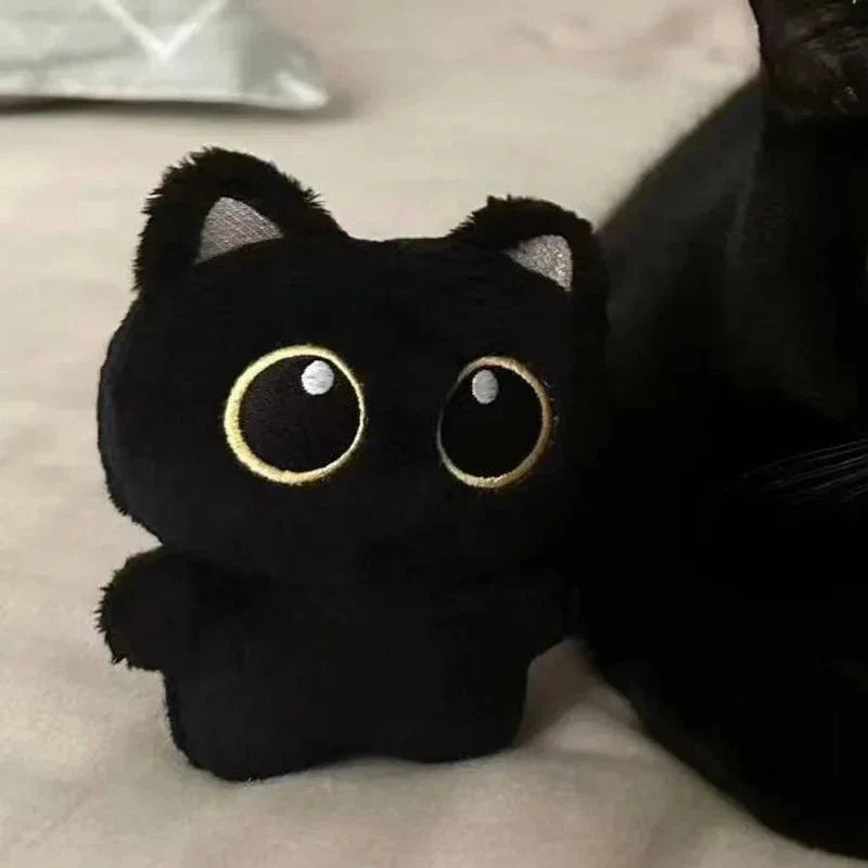 10cm Cute Black Cat Plush Toy – Small Stuffed Doll Pendant Gift