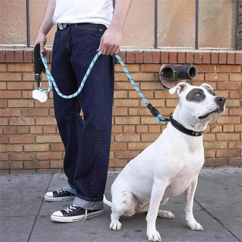 Reflective Dog Leash – Heavy Duty Traction Rope with Padded Handle for Strong Dogs