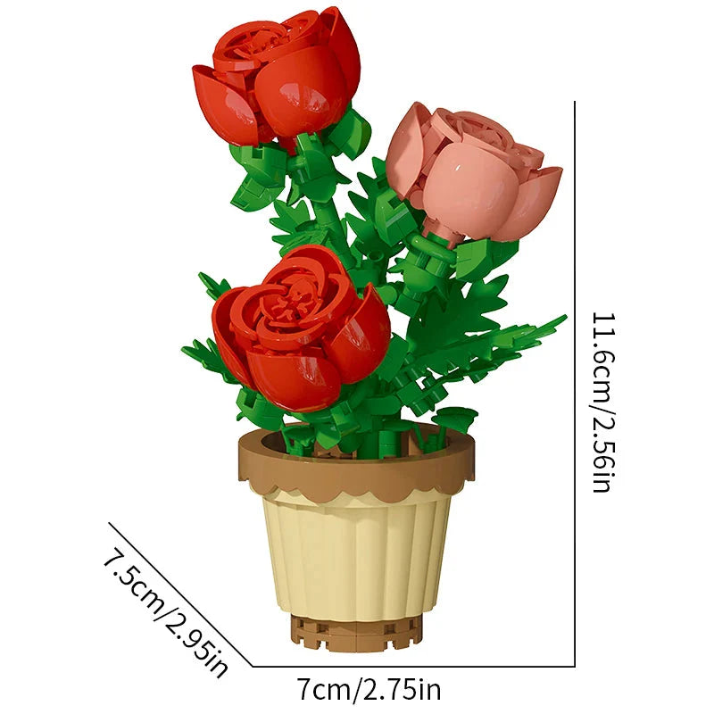 Building block flower potted plant assembly toy decoration micro particle plant potted plant children's toy gift