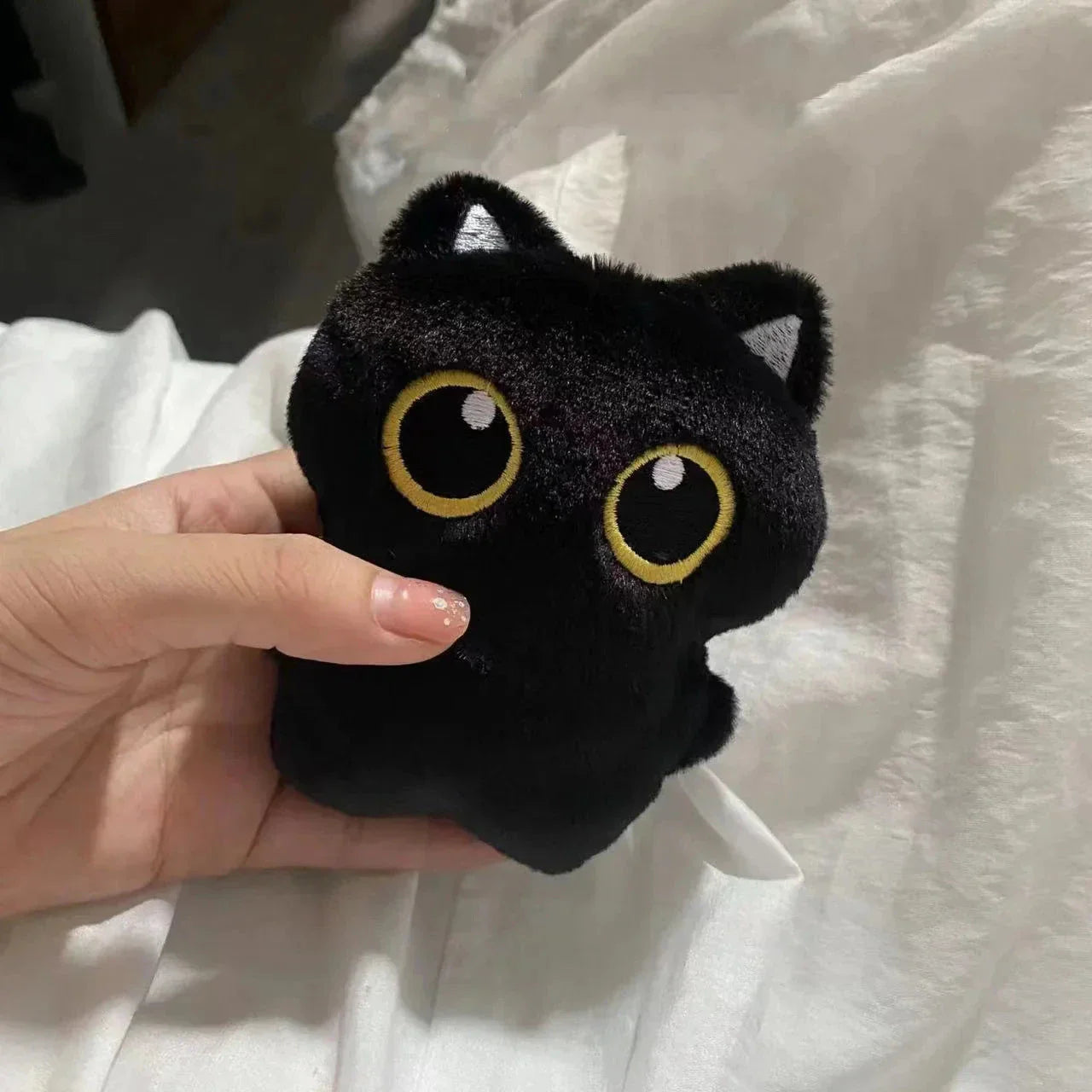 10cm Cute Black Cat Plush Toy – Small Stuffed Doll Pendant Gift