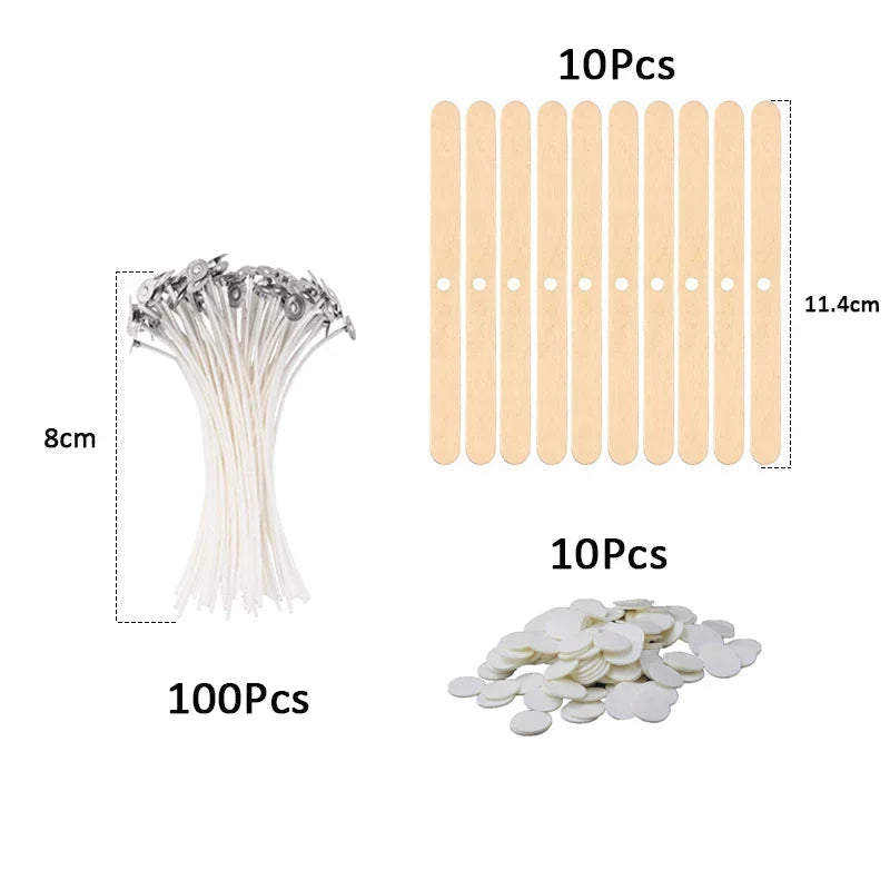 120Pcs Waxed Cotton Candle Wicks with Stand Original Smokeless Candle Wick for DIY Candle Silicone Mold Candle Making Supplies
