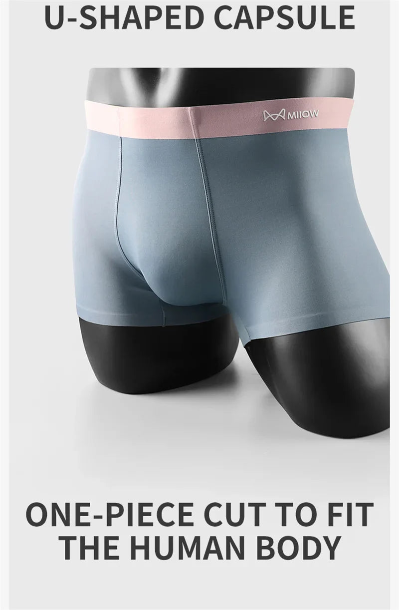 3Pcs 100% Cotton Silk Crotch Men's Antibacterial Boxers