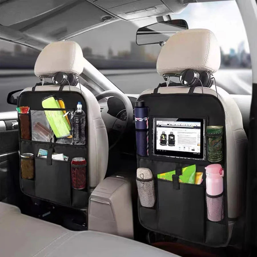 Black Multi-Grid Car Seat Back Storage Bag Organizer