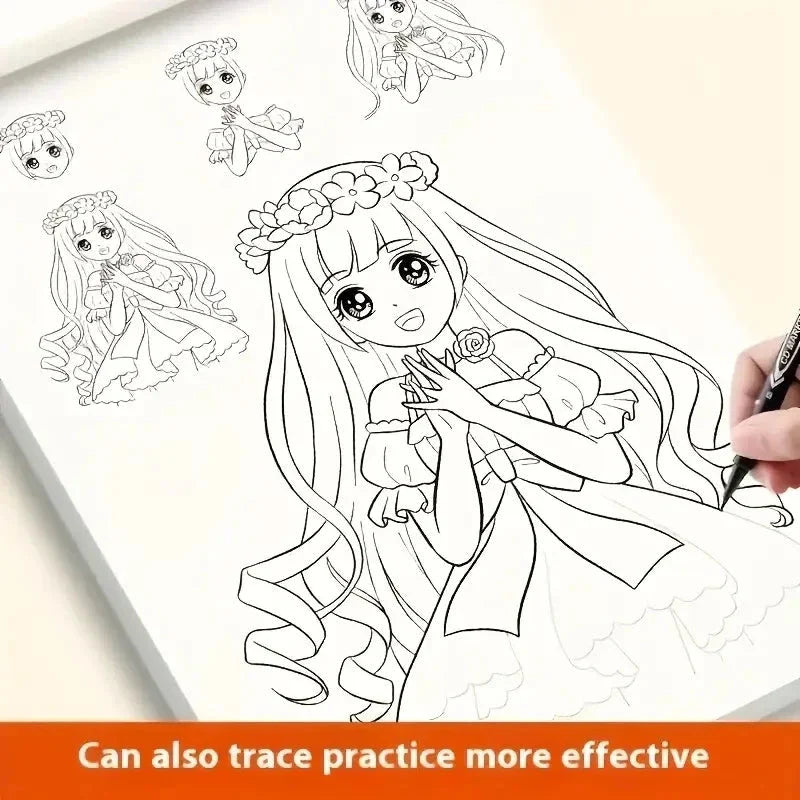 Anime Character Line Art Drawing Book - 48 Pages for Tracing & Painting Practice