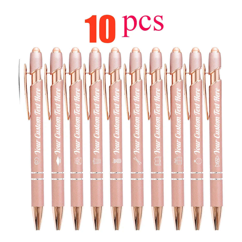 10-100 Customized Ballpoint Pen with Stylus Tip Print Name Logo Metal Pen for Business Graduation Birthday Anniversary Gift Pen