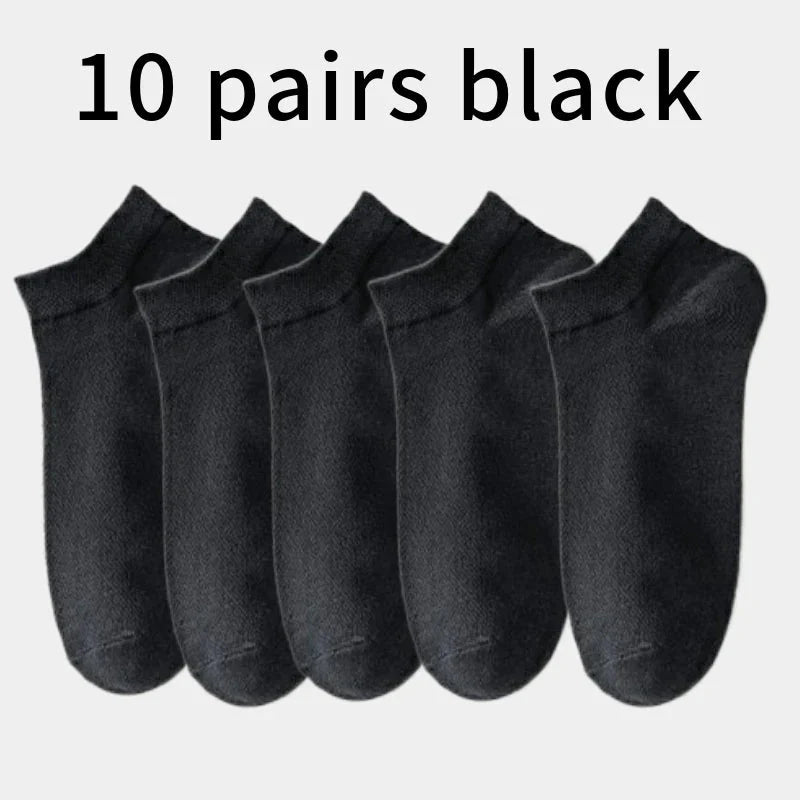 10PCS Men’s Mid-Calf Cotton Socks – Solid Color, Versatile for All Seasons
