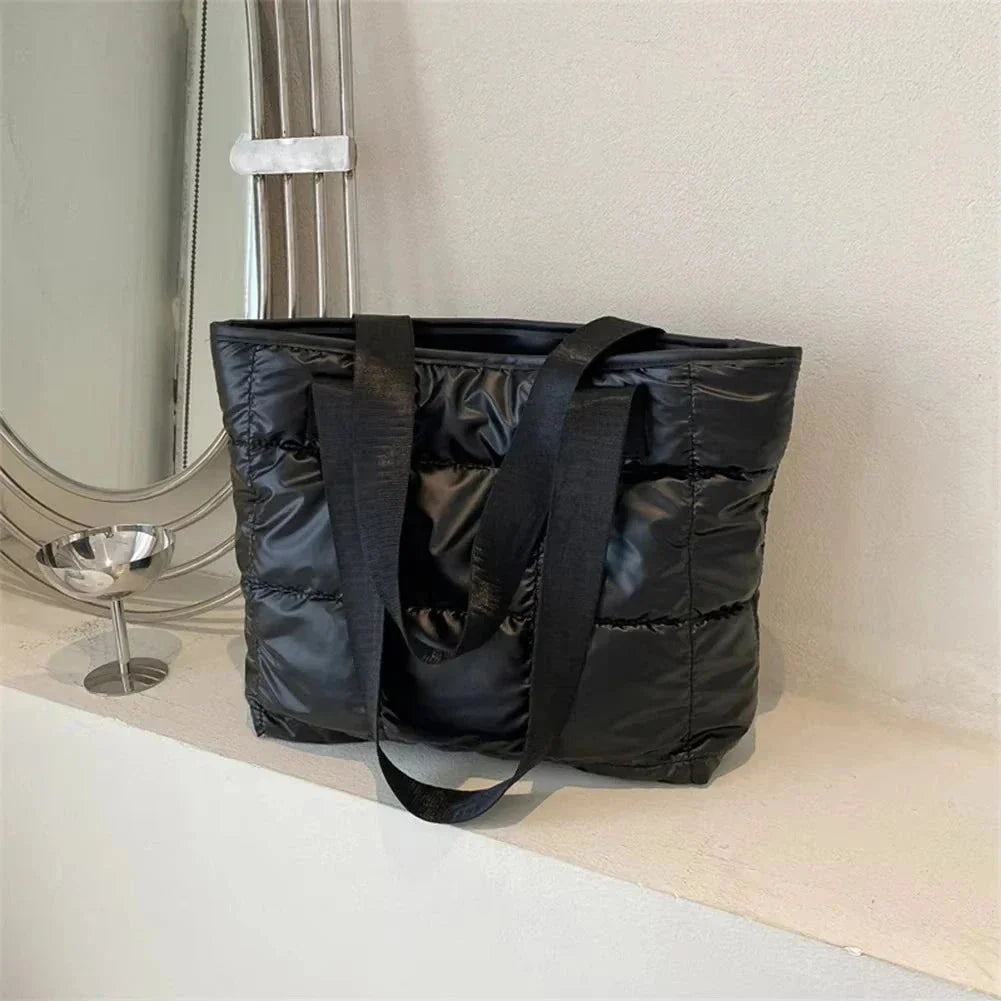 Quilted Cotton Tote Bag – Large Capacity Fashion Ladies Handbag