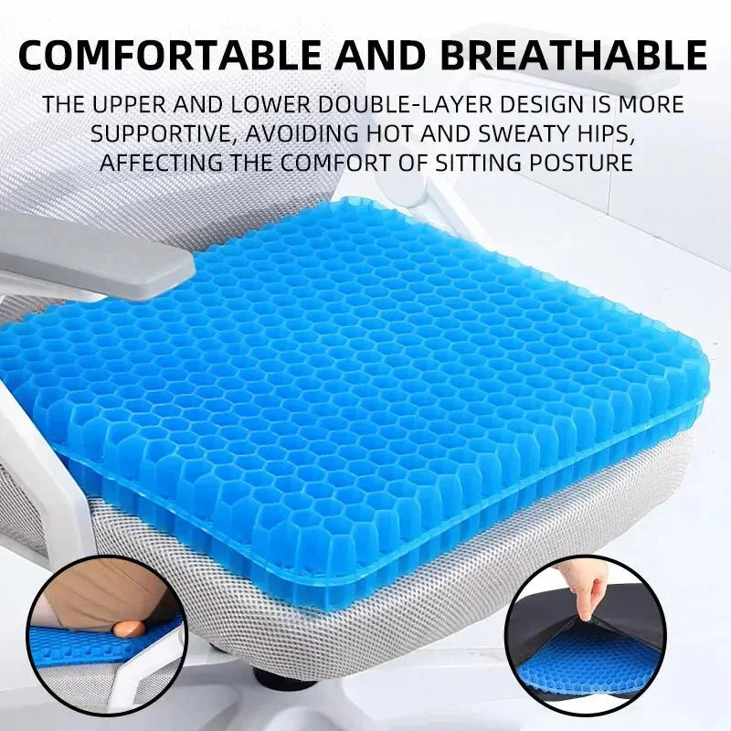 Gel Seat Cushion – Honeycomb Design for Back, Tailbone & Pressure Relief
