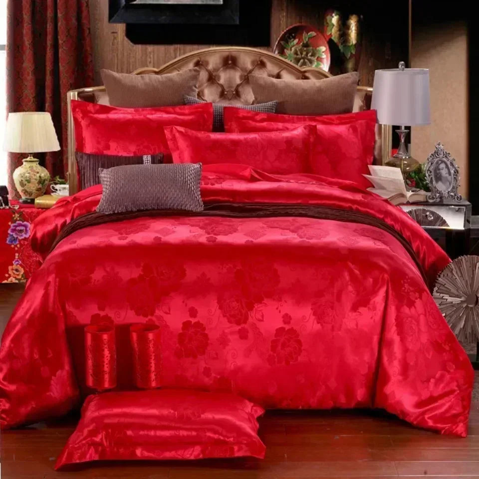 High End Jacquard Luxury European Duvet Cover Set Satin