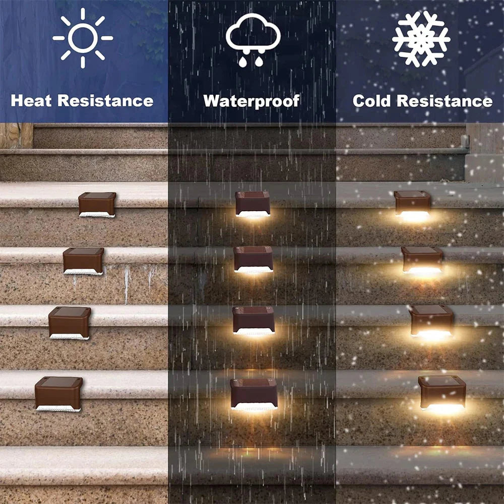 Warm White LED Solar Step Lamp – Waterproof Outdoor Garden & Stair Lights