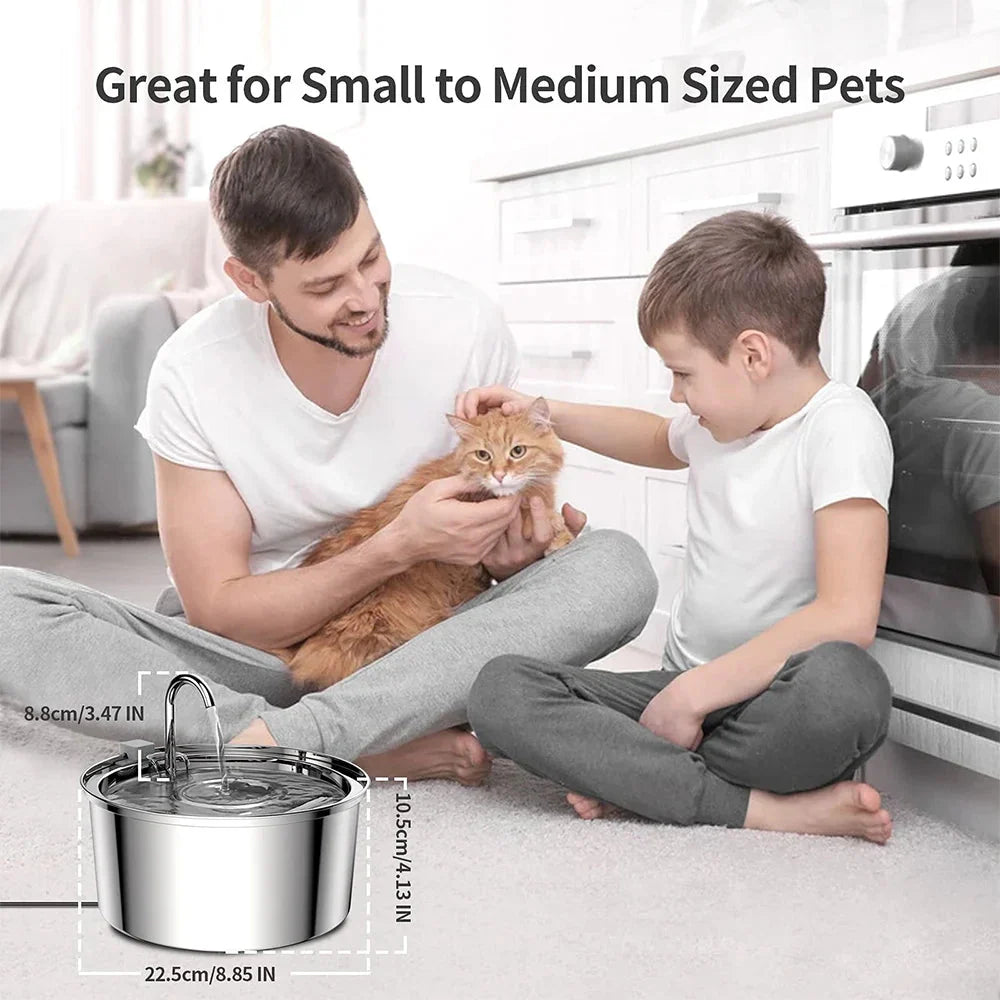 Stainless Steel Pet Water Fountain – USB Automatic Cat & Dog Bowl