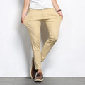 Summer Men's Fashions Solid Color Casual Pants Straight Elastic Ankle-Length