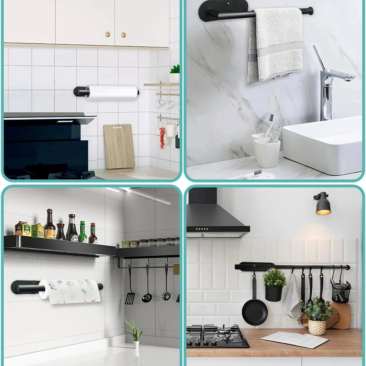 Adhesive Kitchen Paper Towel Holder – Tissue Hanger & Napkin Rack