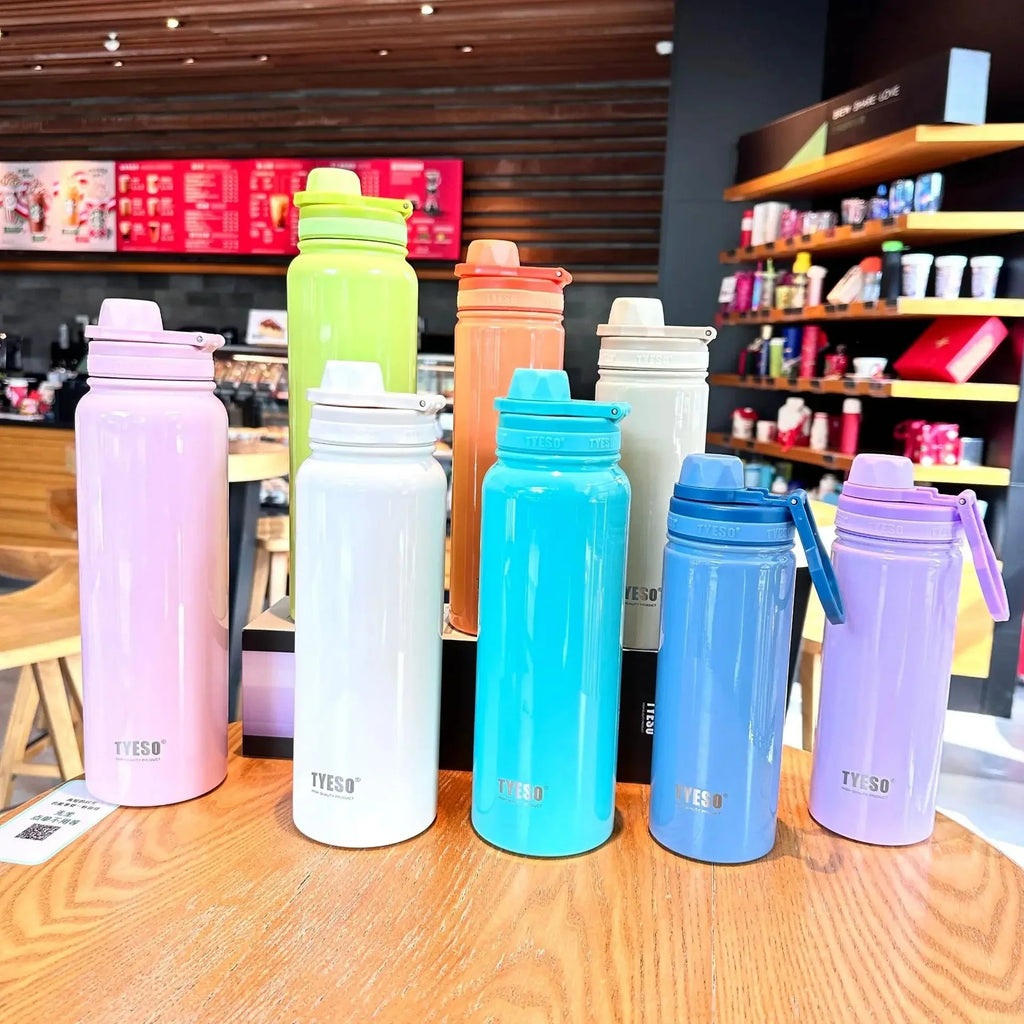 Stainless Steel Insulated Water Bottle (600-1200ml) | Hot & Cold Thermal Tumbler with Handle | Portable Vacuum Flask for Sports & Travel