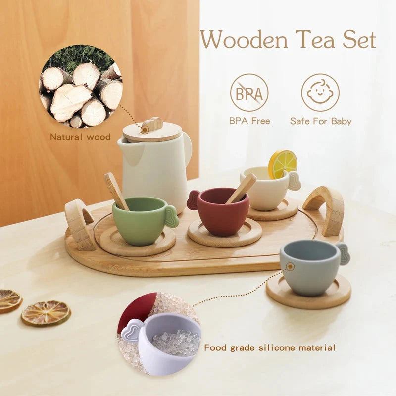Wooden Montessori Teapot Tea Set – Pretend Play Toy