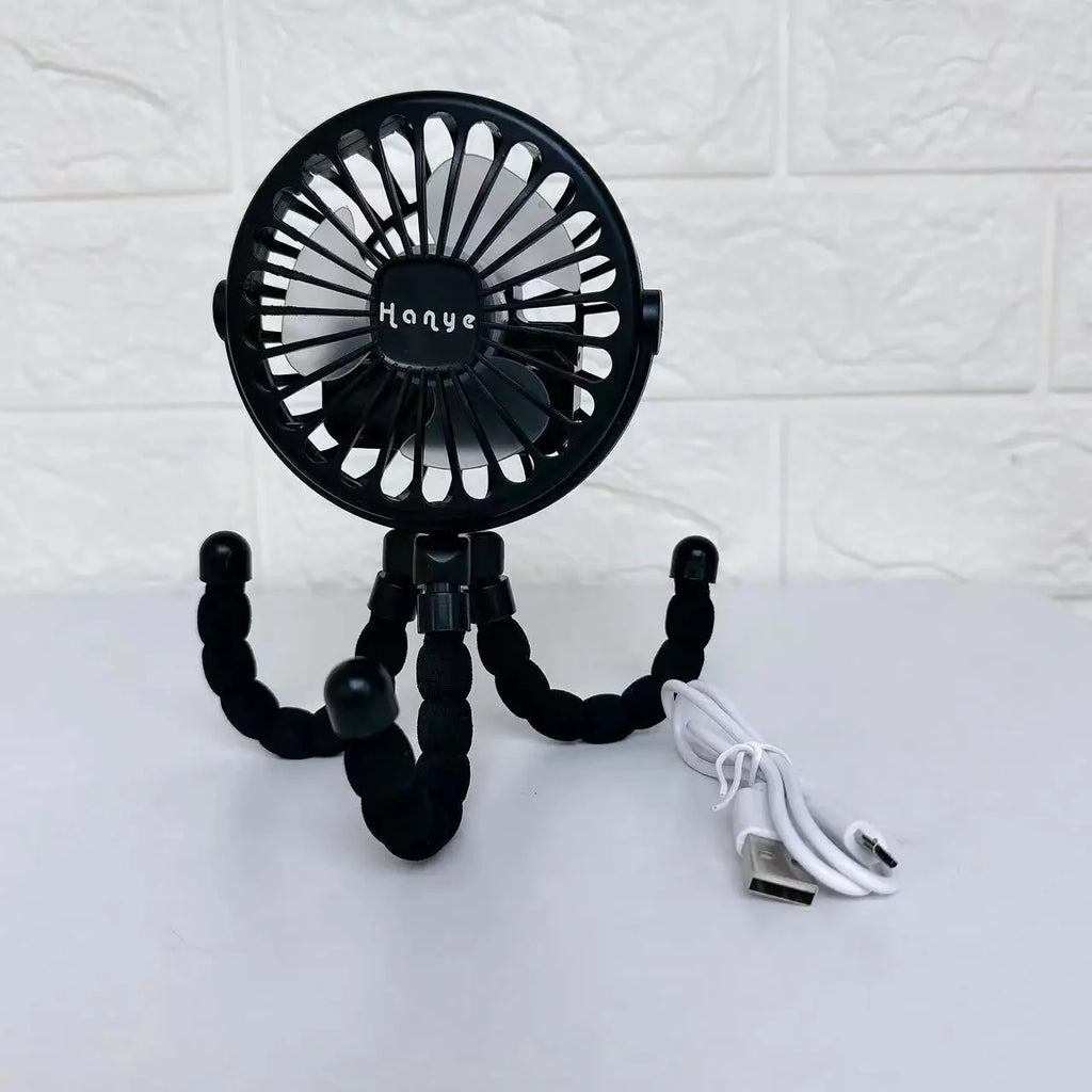 Multifunctional Stroller Mini Fan with USB Charging & Phone Holder