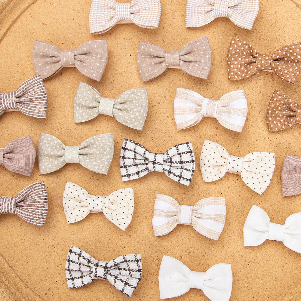 10Pcs Mini Hair Bows Clips for Baby Girls Cute Plaid Hairpins