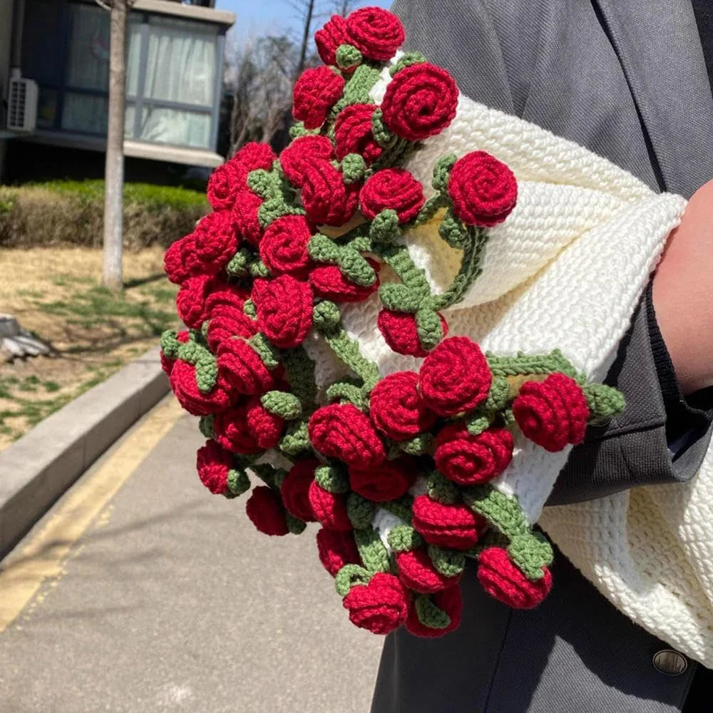 1pcs Finished Flower Bouquet Blanket Soft and Lightweight Knitted Throw Blankets for Birthday Wedding Valentine’s Day Home Decor